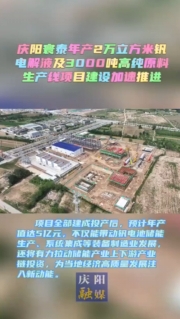 慶陽寰泰年產(chǎn)2萬立方米釩電解液及3000噸高純原料生產(chǎn)線項(xiàng)目加速推進(jìn)