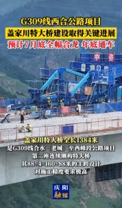 G309線西合公路項(xiàng)目蓋家川特大橋建設(shè)取得關(guān)鍵進(jìn)展