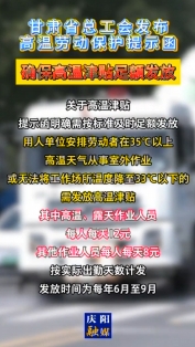 甘肅省總工會(huì)發(fā)布高溫勞動(dòng)保護(hù)提示函，確保高溫津貼足額發(fā)放