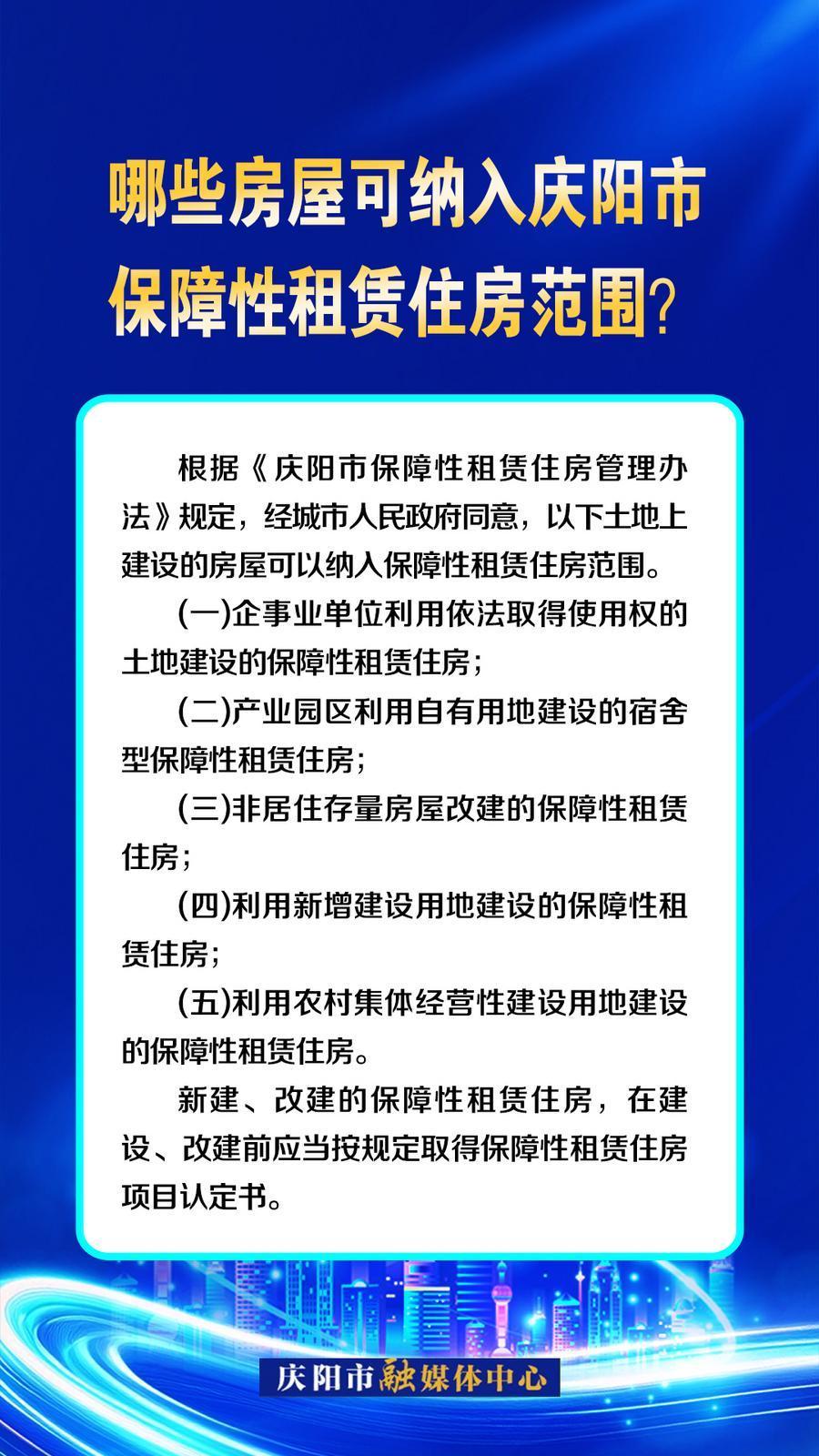 吉慶向陽 廣廈萬千丨哪些房屋可納入慶陽市保障性租賃住房范圍？